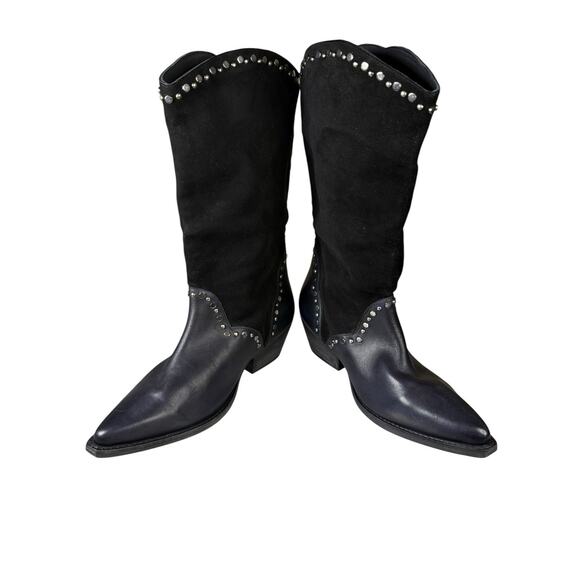 Free People Jackson Studded Western Boot Black Leather EU 40 US 10 - Picture 7 of 11